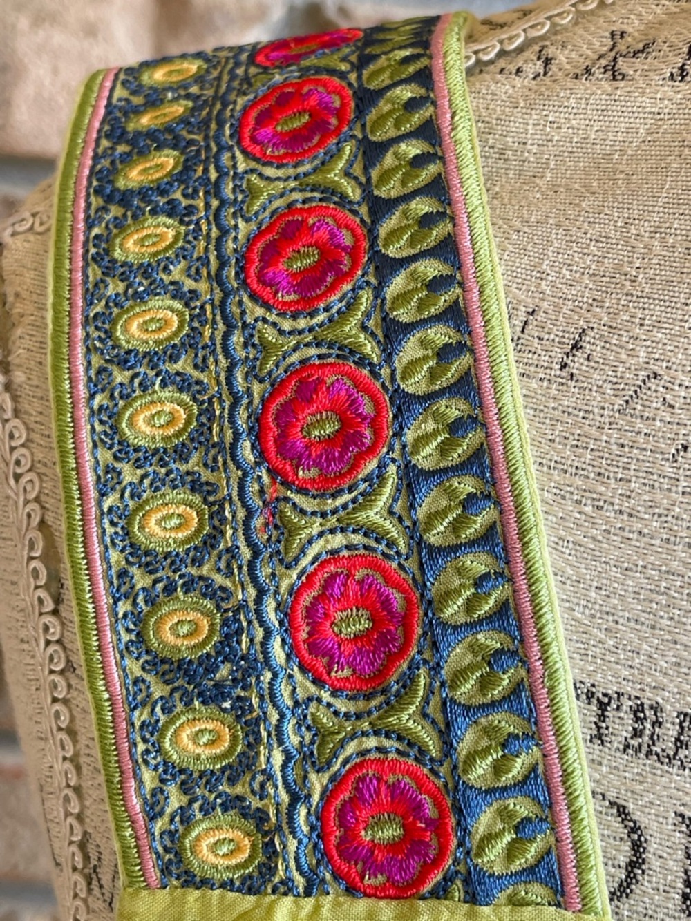Johnny Was Boho Yellow/Green Tank with Pink Floral Embroidery - Picture 4 of 8